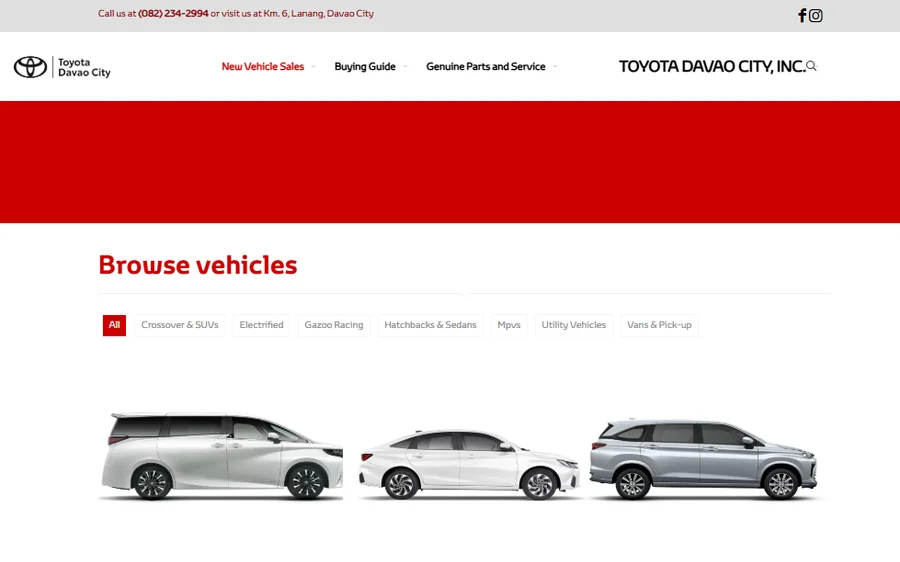 Toyota dealership website